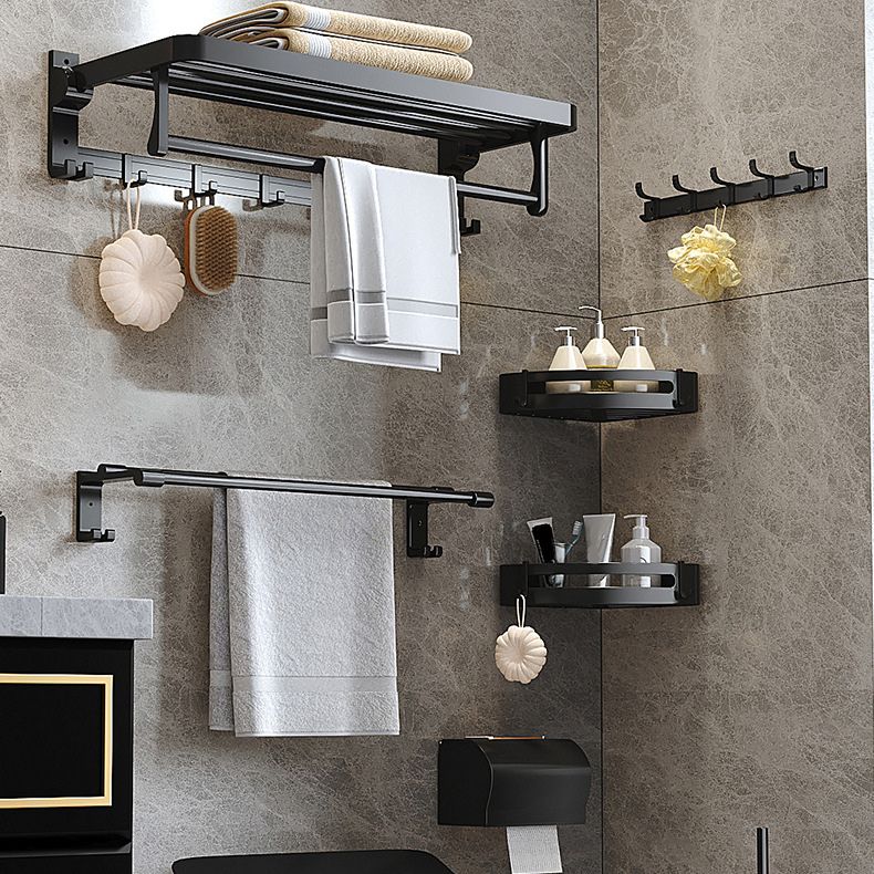 Sandsberg | Modernes Matt-Schwarzes Badezimmer-Zubehörset mit Badregal/Handtuchhaken/Handtuchstange