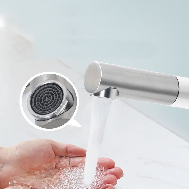 Sandsberg | Moderner Vessel Sink Wasserhahn Edelstahl Einhand Niedriger Bogen Ausziehbarer Vessel Wasserhahn