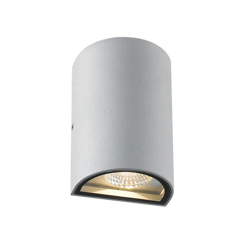 LED Außen Wandfluter Licht mit Halbzylinder Aluminium Schirm Schwarz/Grau Wandleuchte in Warm/Weiß Licht