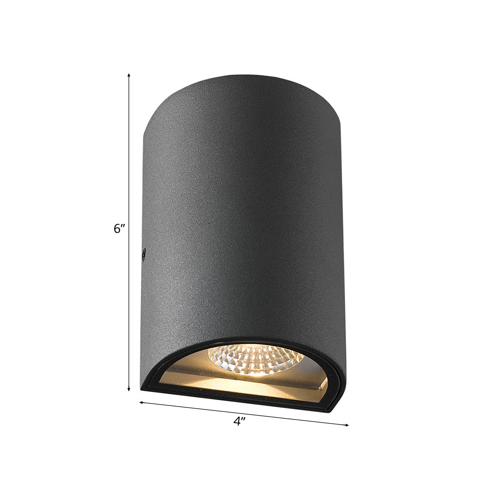 LED Außen Wandfluter Licht mit Halbzylinder Aluminium Schirm Schwarz/Grau Wandleuchte in Warm/Weiß Licht
