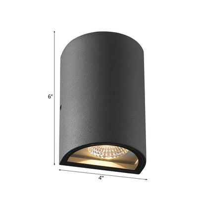 LED Außen Wandfluter Licht mit Halbzylinder Aluminium Schirm Schwarz/Grau Wandleuchte in Warm/Weiß Licht