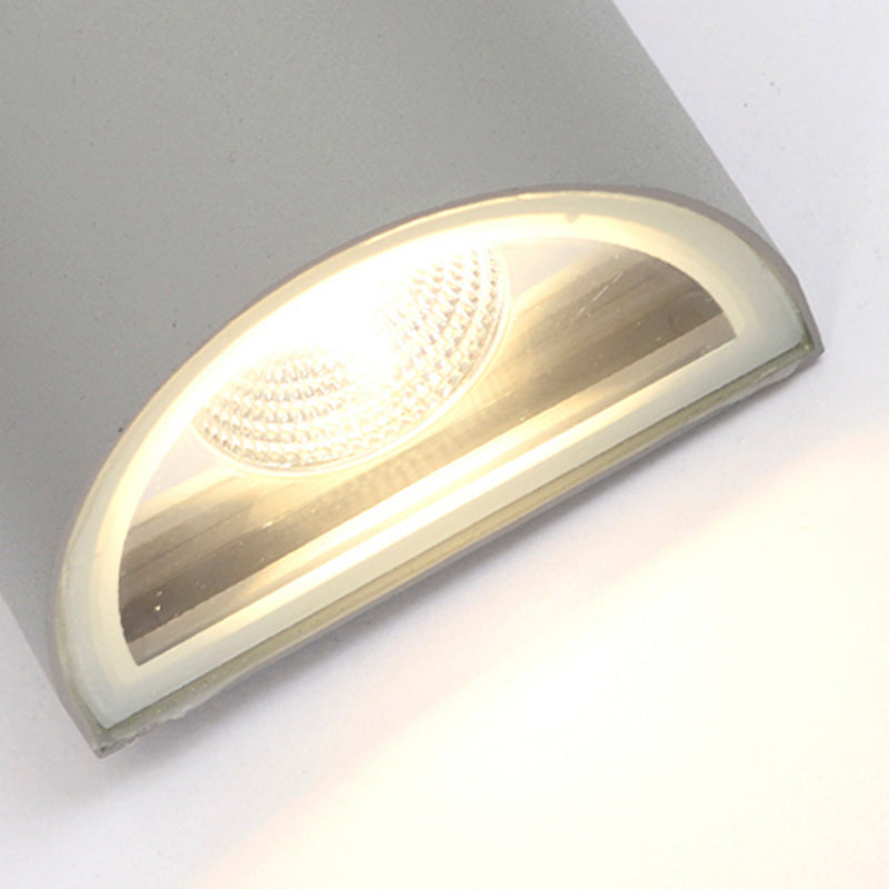 LED Außen Wandfluter Licht mit Halbzylinder Aluminium Schirm Schwarz/Grau Wandleuchte in Warm/Weiß Licht