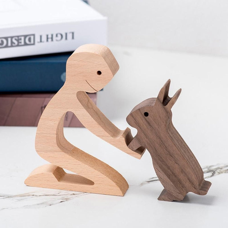 Sandsberg | Geschenk für Tierliebhaber - Holzskulptur Tischornamente - Die Liebe zwischen Ihnen und Ihrem pelzigen Freund