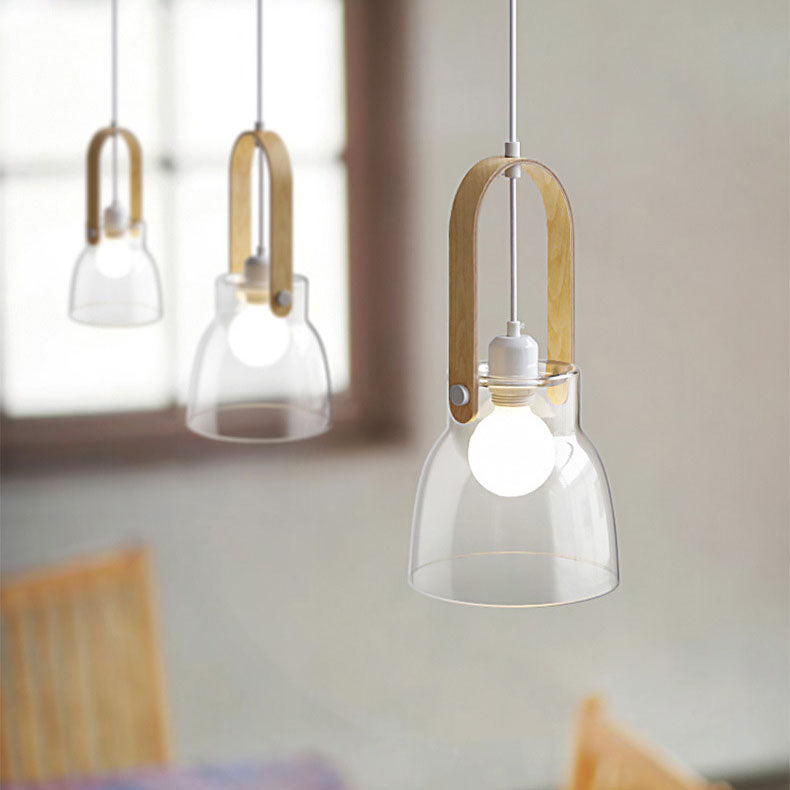 Zeitgenössische skandinavische runde Tasse Schüssel Eisen Glas 1-Licht Pendelleuchte für Wohnzimmer