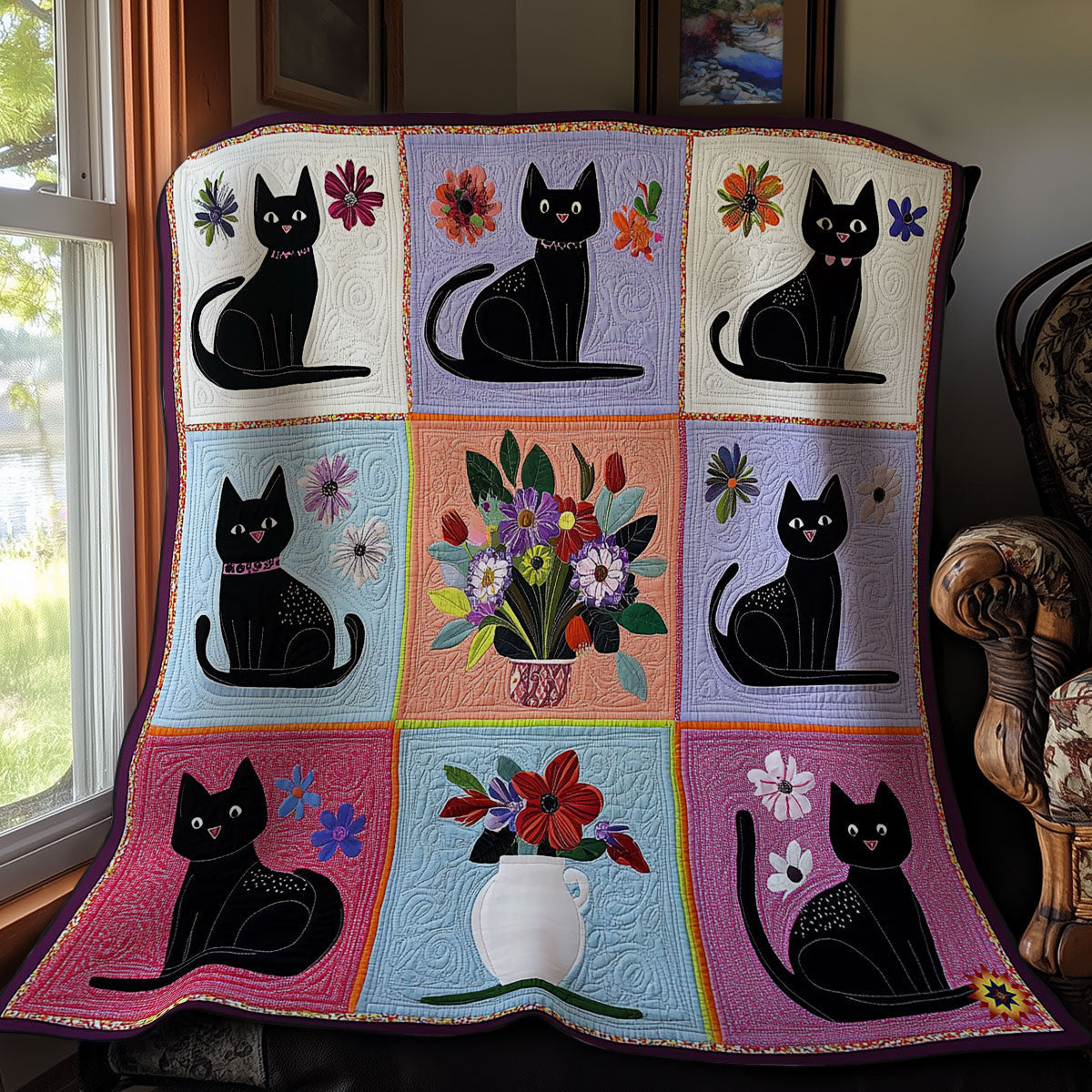 Blumenvasen Schwarze Katze Decke