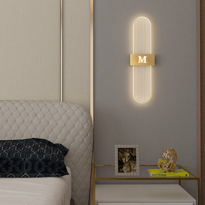 Moderne Luxus Eisen Acrylic Elliptische Streifen Spitz LED Wandleuchte für das Wohnzimmer