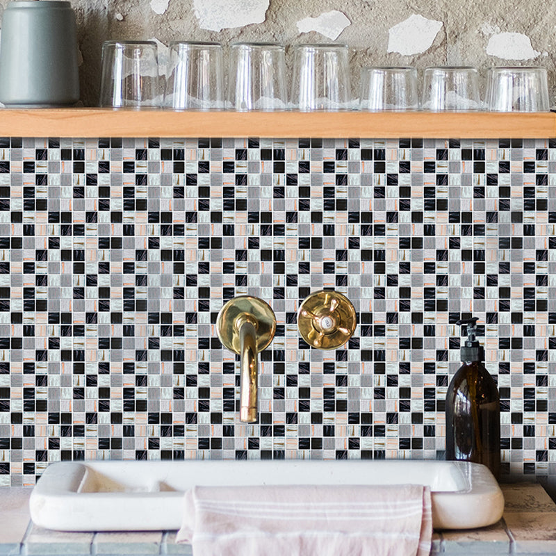Selbstklebende moderne Mosaiktapeten mehrfarbige Kunstmarmorkacheln Wandkunst für die Küche