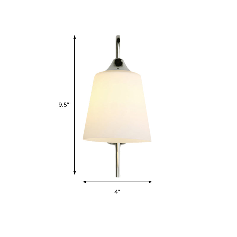 Sandsberg | Bell Milchglas Wandleuchte Modernistisch 1 Licht Chrom Wandmontierte Lampe mit Gebogenem Arm