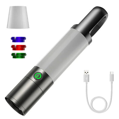 Sandsberg | LED-Taschenlampe mit Mehrfarbfiltern – Wiederaufladbare USB-C Lampe mit Camping- & Notlicht-Funktion