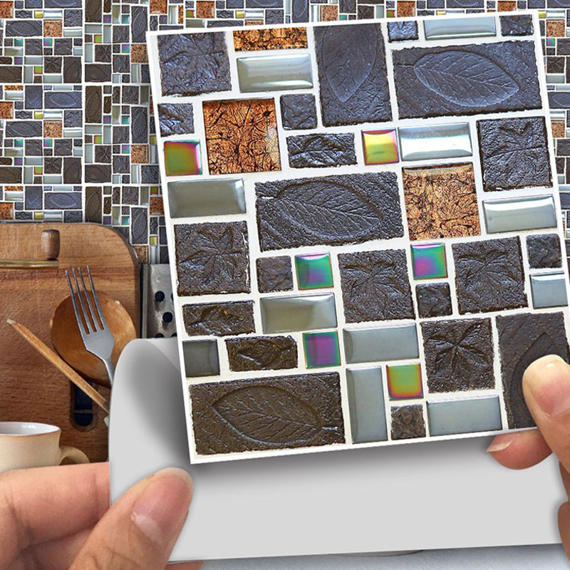 Boho-Blattmuster Wandpaneele Graue Mosaikfliesen Abziehbare Wandverkleidung für Akzentwand, 50 Stück