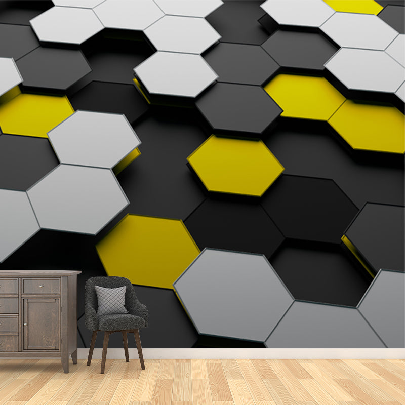 Sandsberg | Nieuwigheid 3D Illusie Honingraat Muurschildering Donkere Kleur Woonkamer Wandkunst, Aangepaste Maat
