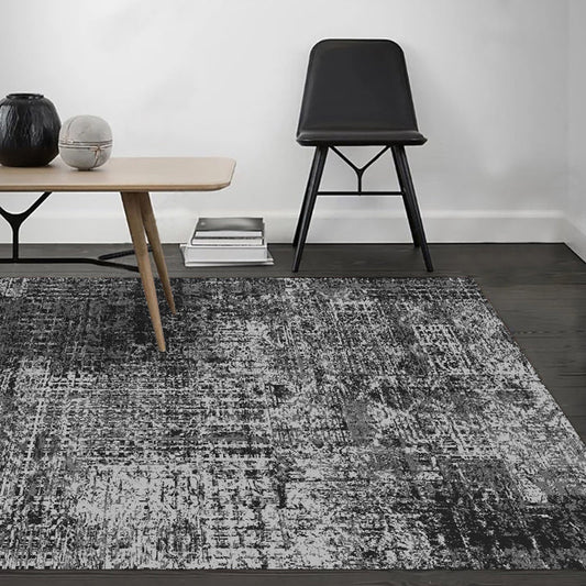 Schwarzer Schlafzimmerteppich moderner abstrakter Musterteppich Polyester schmutzabweisender maschinenwaschbarer Teppich