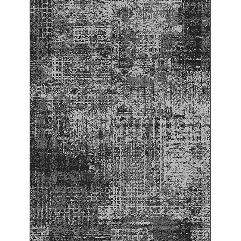 Schwarzer Schlafzimmerteppich moderner abstrakter Musterteppich Polyester schmutzabweisender maschinenwaschbarer Teppich