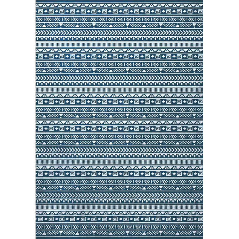 Südwestliches Wohnzimmer-Teppich in Blau gestreiftem Dreiecksmuster Teppich Polyester fleckenresistenter Bereichsteppich