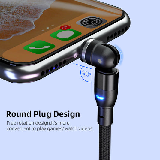 Datenkabel 540 Grad Blindabsaugung Rundes magnetisches Ladekabel Drei-in-eins gebogenes magnetisches Kabel