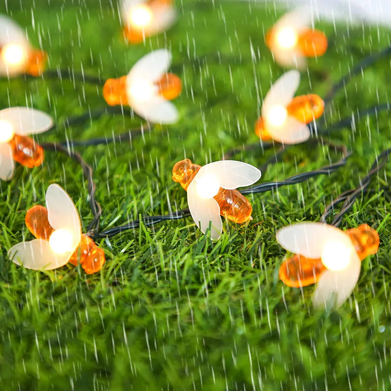 Sandsberg | Solar Lichterkette Biene – LED Dekoleuchten für Garten & Terrasse, Außenbeleuchtung mit Bienendesign