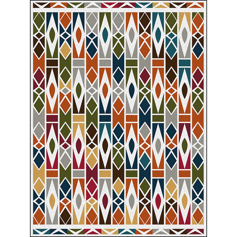 Südwestliches Wohnzimmerteppich Bunt Geometrisches Diamantmuster Teppich Polyester Maschinenwaschbarer Bereichsteppich