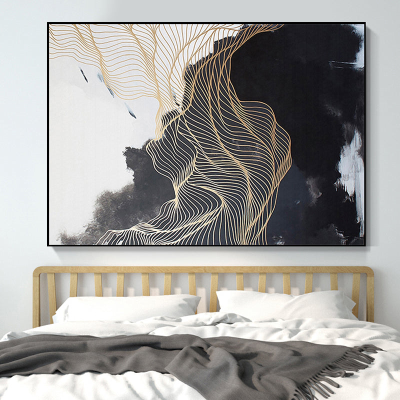 Sandsberg | Nordic Abstract Mountain Wandkunst Schwarze Texturierte Oberfläche Leinwanddruck für Schlafzimmer