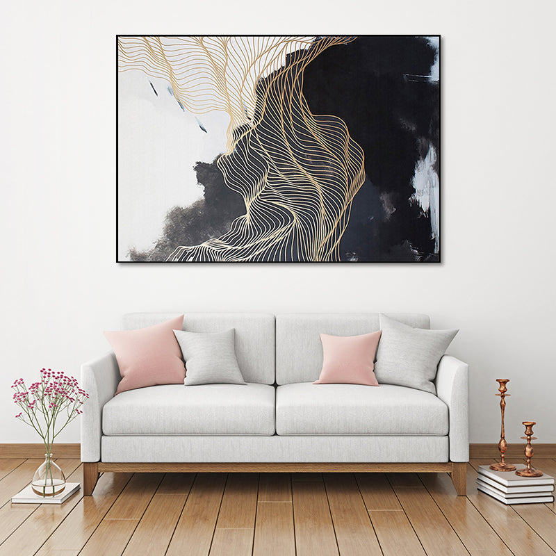 Sandsberg | Nordic Abstract Mountain Wandkunst Schwarze Texturierte Oberfläche Leinwanddruck für Schlafzimmer