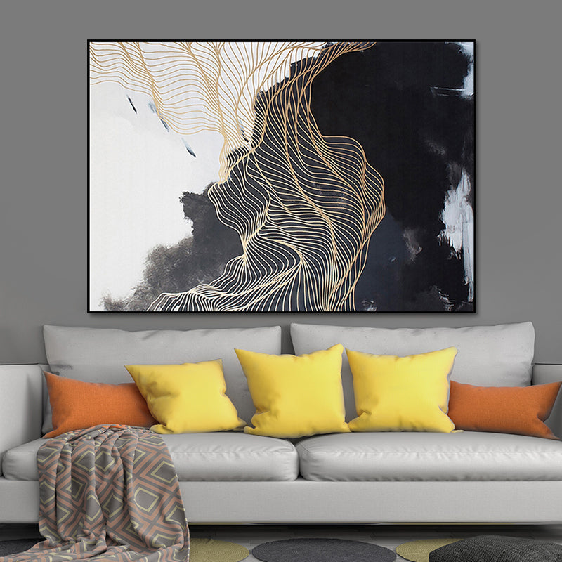 Sandsberg | Nordic Abstract Mountain Wandkunst Schwarze Texturierte Oberfläche Leinwanddruck für Schlafzimmer