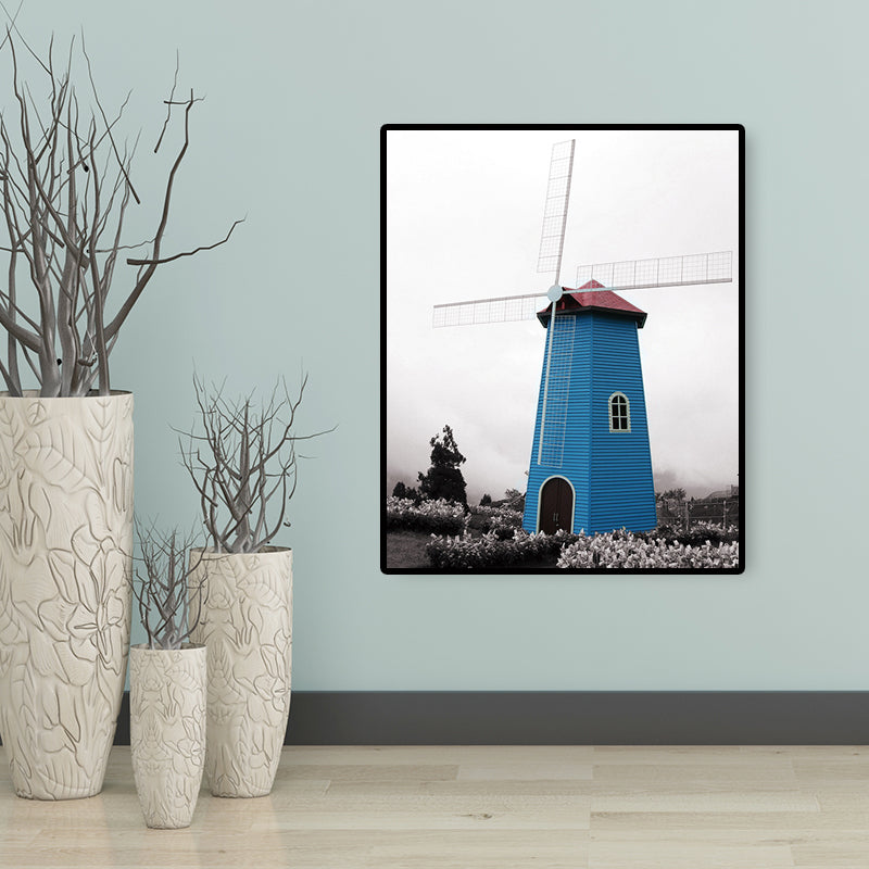 Zeitgenössische Windmühlen-Leinwand-Wandkunst Helle farbige strukturierte Wanddekoration für das Schlafzimmer