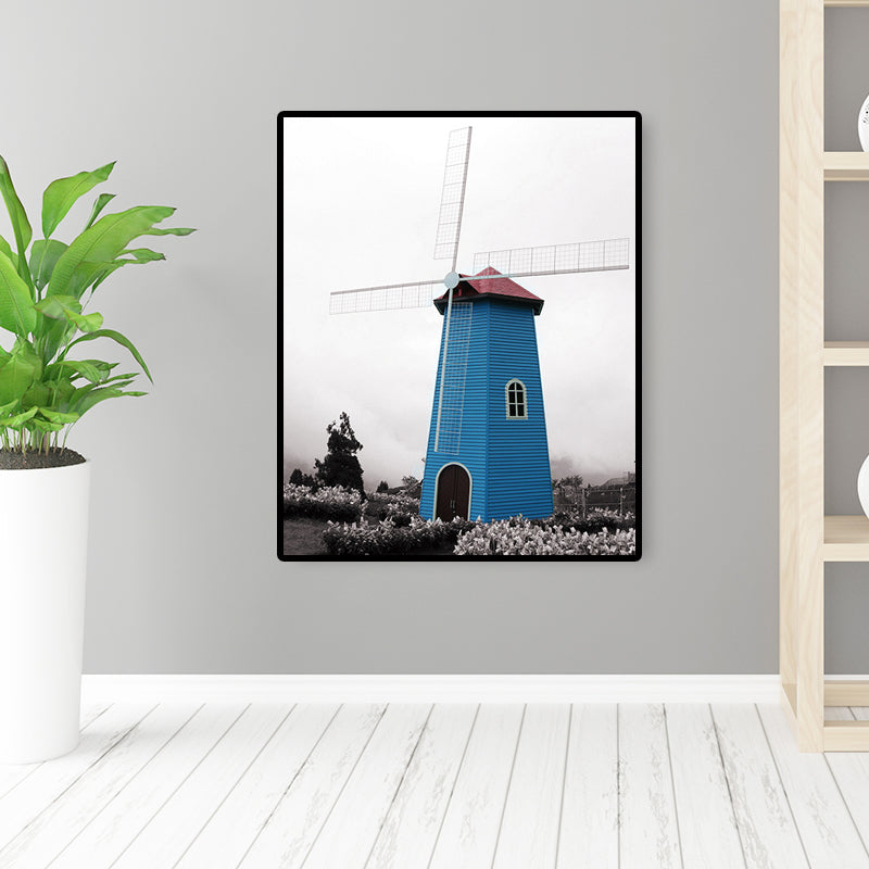 Zeitgenössische Windmühlen-Leinwand-Wandkunst Helle farbige strukturierte Wanddekoration für das Schlafzimmer