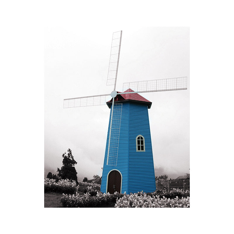 Zeitgenössische Windmühlen-Leinwand-Wandkunst Helle farbige strukturierte Wanddekoration für das Schlafzimmer