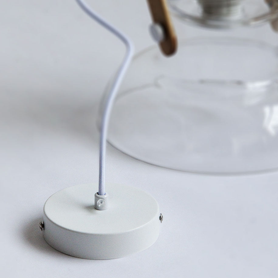 Zeitgenössische skandinavische runde Tasse Schüssel Eisen Glas 1-Licht Pendelleuchte für Wohnzimmer