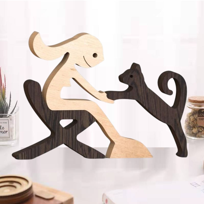 Sandsberg | Geschenk für Tierliebhaber - Holzskulptur Tischornamente - Die Liebe zwischen Ihnen und Ihrem pelzigen Freund