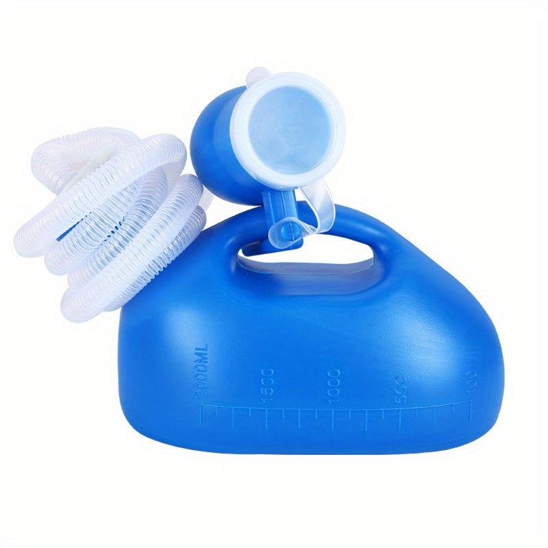 Notfallurinal für Männer – Tragbares Urinal für das Auto mit 2.0l Kapazität, Trichter, Rohr, Abdeckung und Skala, Ideal für ältere Menschen und Patienten