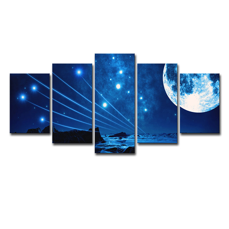 Stellar Shooting Stars Wandkunst Dekor Blau Sci-Fi Leinwanddruck für Hausinterieur