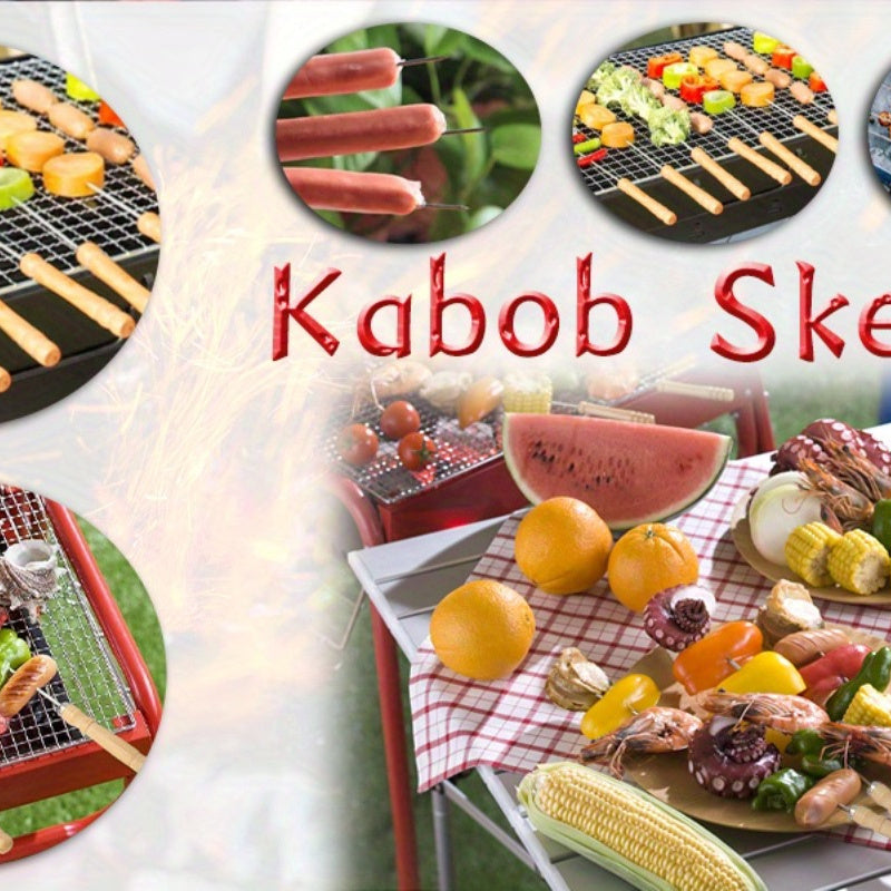 Sandsberg | 10 Stück Premium Edelstahl BBQ Spieße mit Holzgriff – Multifunktionale, langlebige Grillspieße für das Kochen im Freien – Perfekt für Sommerpartys und Familienfeiern