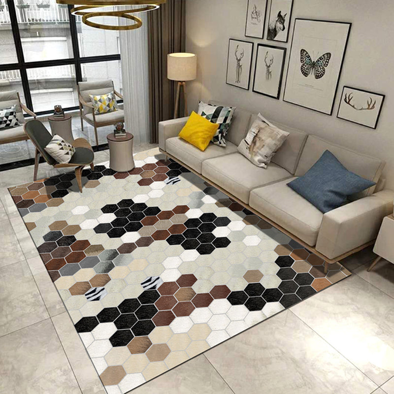Sandsberg | Moderner Wohnzimmerteppich in Grau und Blau geometrischem Dreieck Hexagon Druck Teppich Polyester rutschfeste Fußbodenmatte