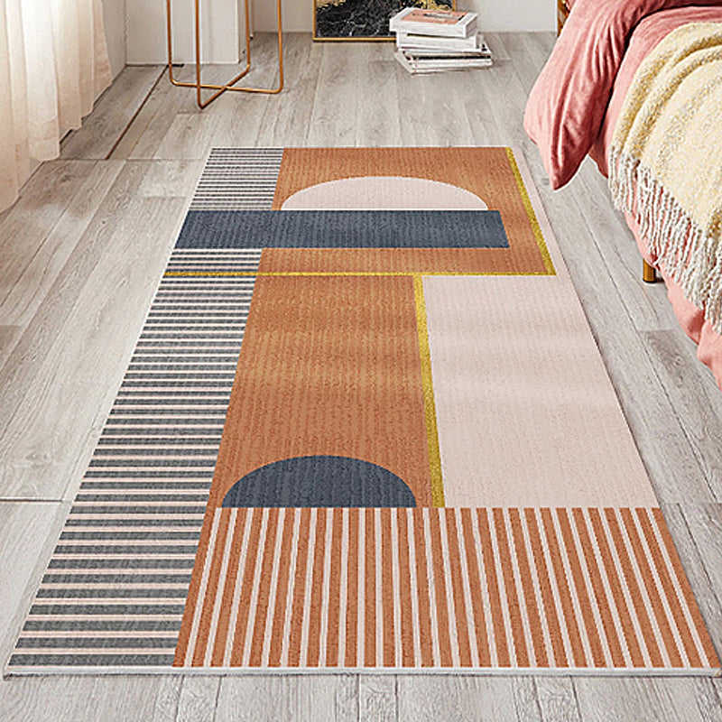 Stylischer Modernistenteppich Mehrfarbig Gestreifter Teppich Waschbar Haustierfreundlich Rutschfester Teppich für das Schlafzimmer