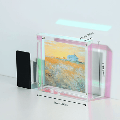 Sandsberg | Eleganter Acryl-Bilderrahmen - Transparentes minimalistisches Design für Wandkunst und Poster, 25x25cm Tischdisplay, keine Einsätze enthalten