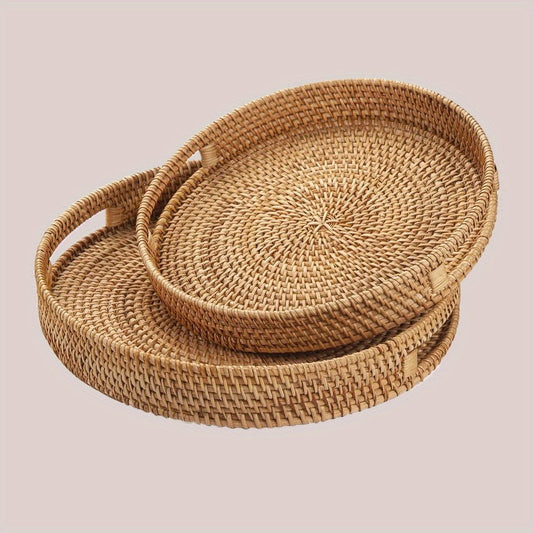 RattanServe - Elegantes handgefertigtes Tablett aus natürlichem Rattan