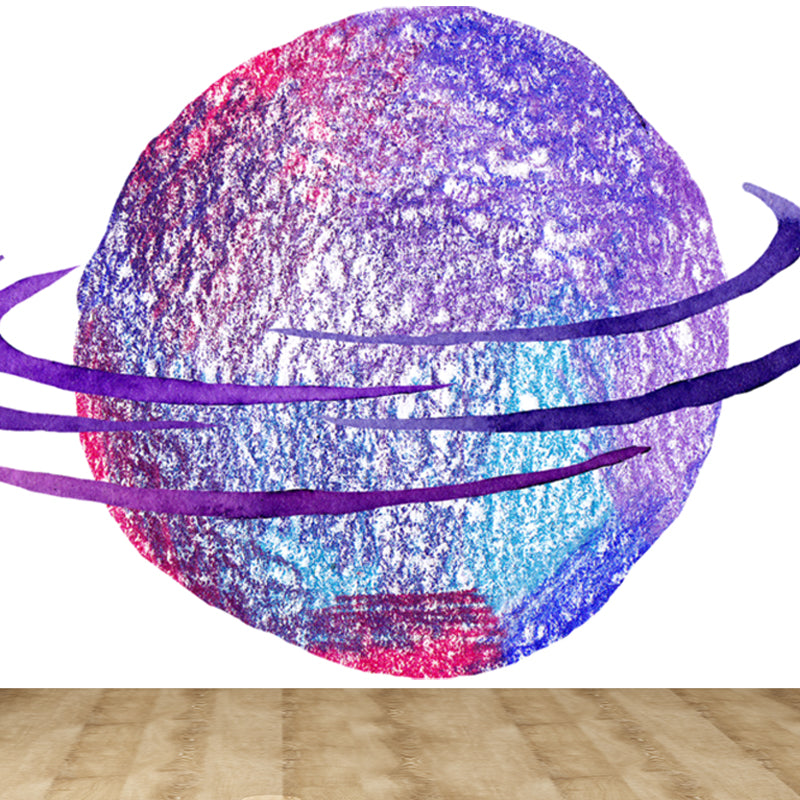 Aquarell Ringe Planet Wandbild Kinderstil Glattes Wandkunst in dunkler Farbe für Schlafzimmer