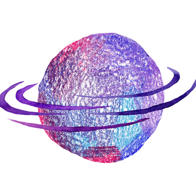 Aquarell Ringe Planet Wandbild Kinderstil Glattes Wandkunst in dunkler Farbe für Schlafzimmer