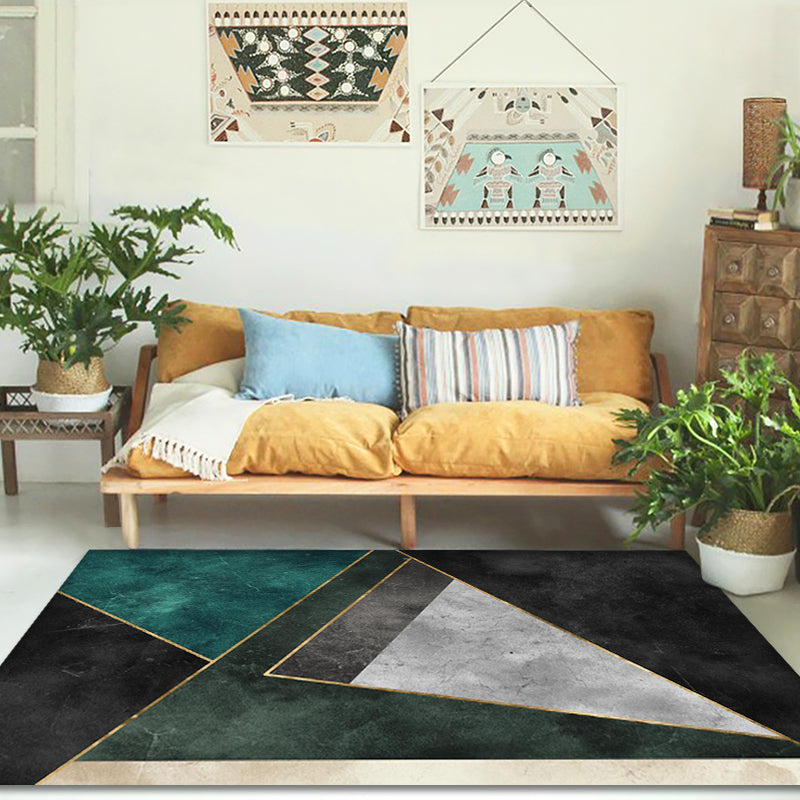 Sandsberg | Nordic Parlor Teppich Grün Geometrisches Muster Teppich Polypropylen Waschbar Rutschfest Haustierfreundlicher Teppich