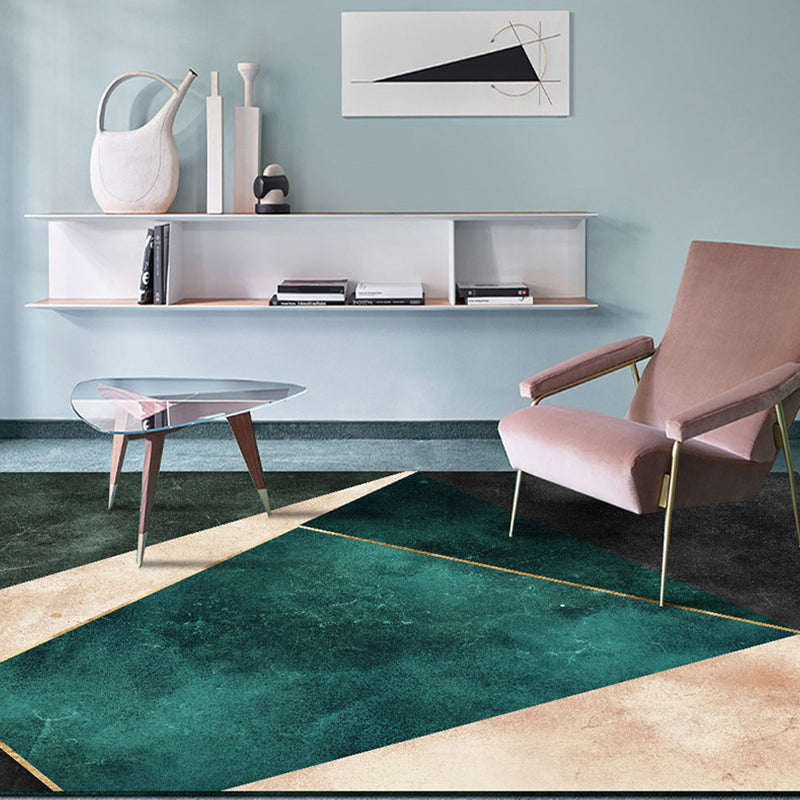 Sandsberg | Nordic Parlor Teppich Grün Geometrisches Muster Teppich Polypropylen Waschbar Rutschfest Haustierfreundlicher Teppich