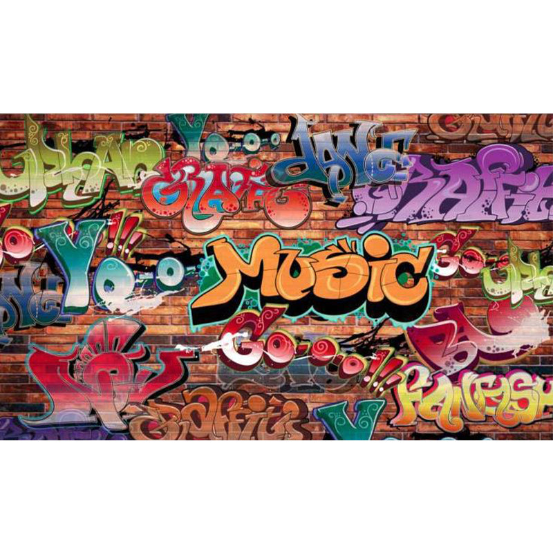 Sandsberg | Cartoon Druck Wanddekal Graffiti Vliesstoff Texturierte Wandverkleidung in Sanften Farben