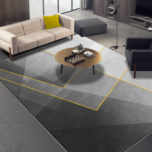 Schwarzer geometrischer Musterteppich Polyester modernistischer Teppich maschinenwaschbar rutschfeste Rückenbeschichtung Teppich für Schlafzimmer