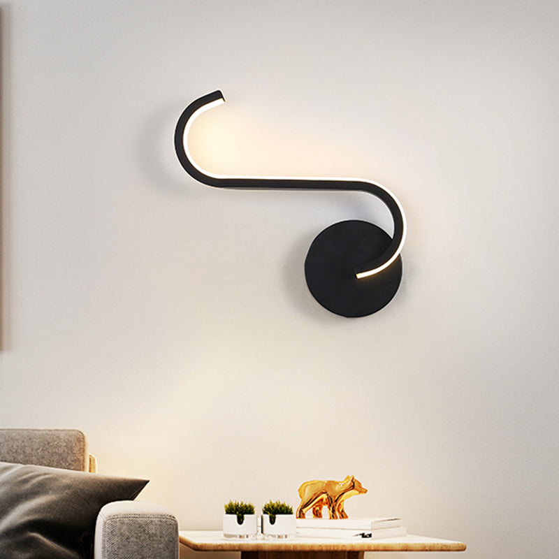 Parallelstange/Gedreht/Gewölbt LED-Wandleuchte Minimalistische Metall Schwarze Wandmontierte Lampe in Warm/Weiß Licht für Hotel