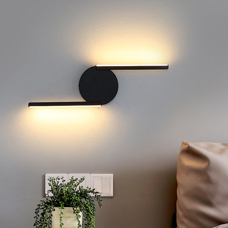 Parallelstange/Gedreht/Gewölbt LED-Wandleuchte Minimalistische Metall Schwarze Wandmontierte Lampe in Warm/Weiß Licht für Hotel