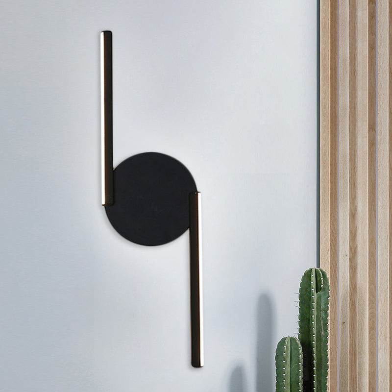 Parallelstange/Gedreht/Gewölbt LED-Wandleuchte Minimalistische Metall Schwarze Wandmontierte Lampe in Warm/Weiß Licht für Hotel