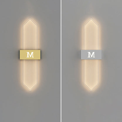 Moderne Luxus Eisen Acrylic Elliptische Streifen Spitz LED Wandleuchte für das Wohnzimmer