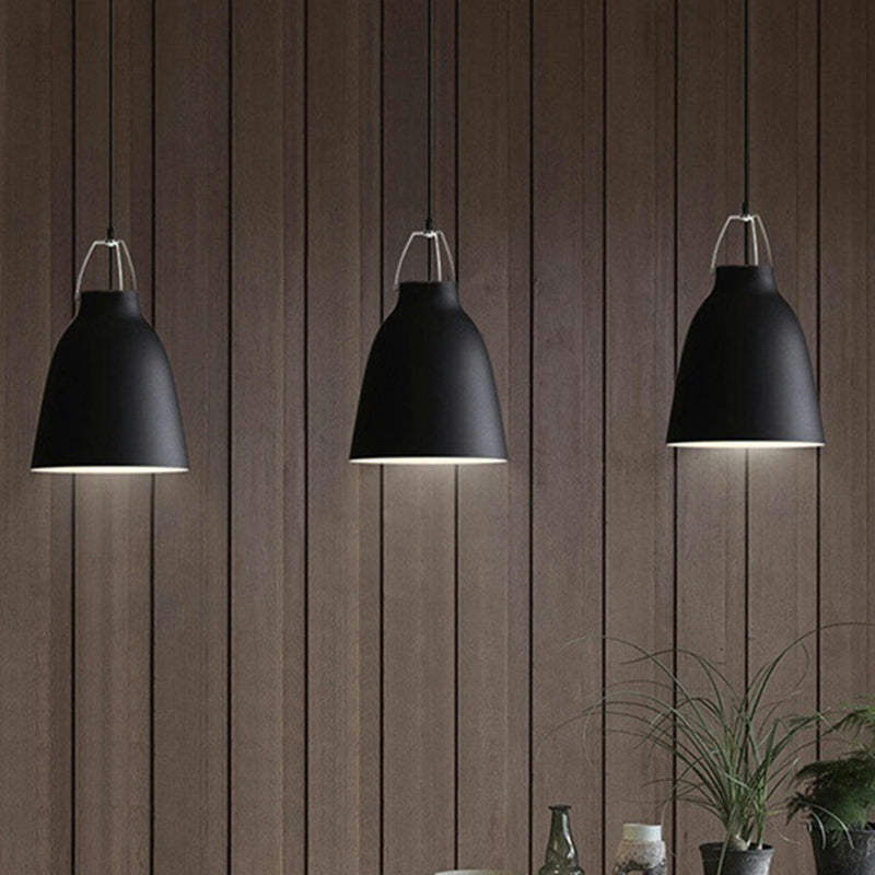 1-Birne Restaurant Deckenhängelampe Macaron Schwarz/Rosa/Blau Pendelleuchte mit Glocke Aluminium-Schirm