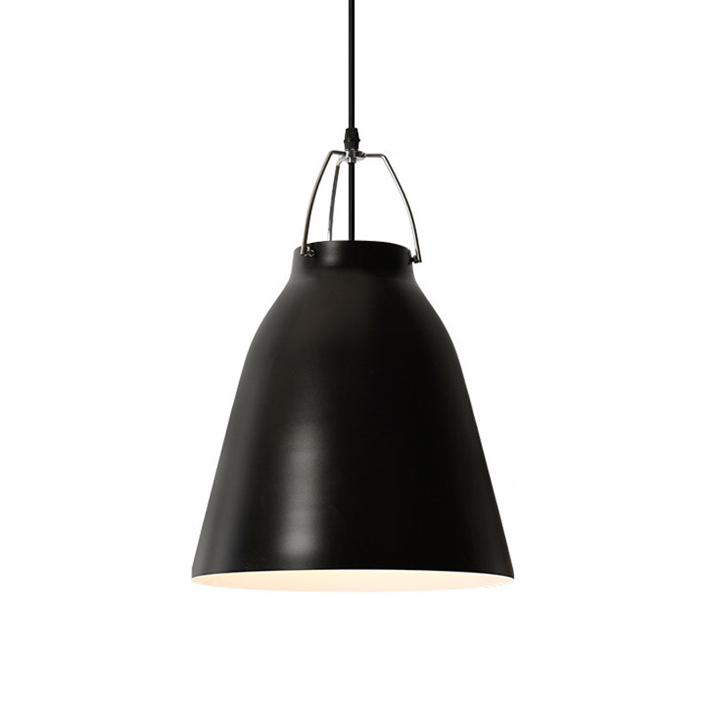 1-Birne Restaurant Deckenhängelampe Macaron Schwarz/Rosa/Blau Pendelleuchte mit Glocke Aluminium-Schirm