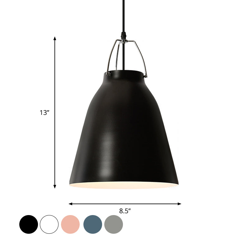 1-Birne Restaurant Deckenhängelampe Macaron Schwarz/Rosa/Blau Pendelleuchte mit Glocke Aluminium-Schirm