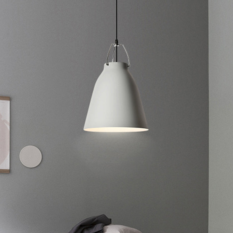 1-Birne Restaurant Deckenhängelampe Macaron Schwarz/Rosa/Blau Pendelleuchte mit Glocke Aluminium-Schirm